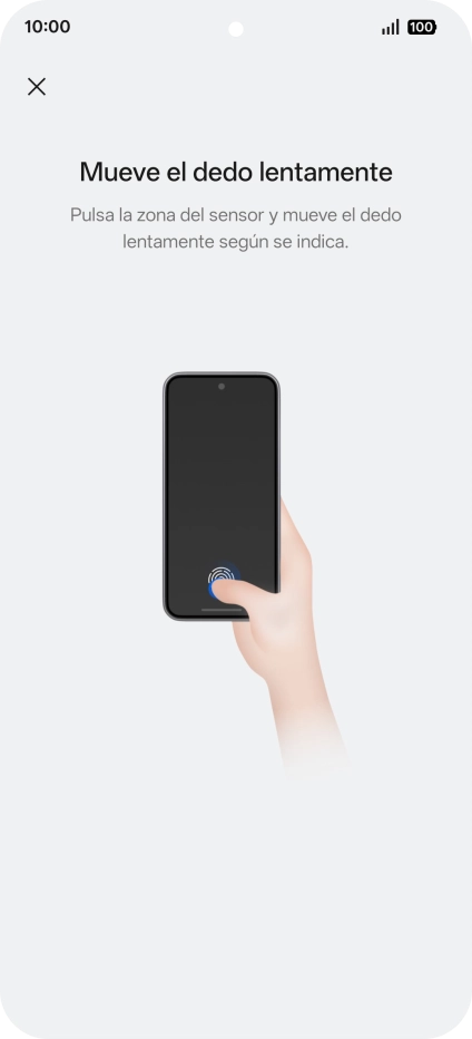Sigue las indicaciones de la pantalla para crear una huella digital como código de seguridad. Sigue las indicaciones de la pantalla para crear una huella digital como código de seguridad.
