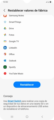 Pulsa Restablecer.