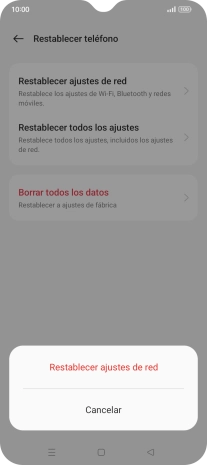 Pulsa Restablecer ajustes de red.