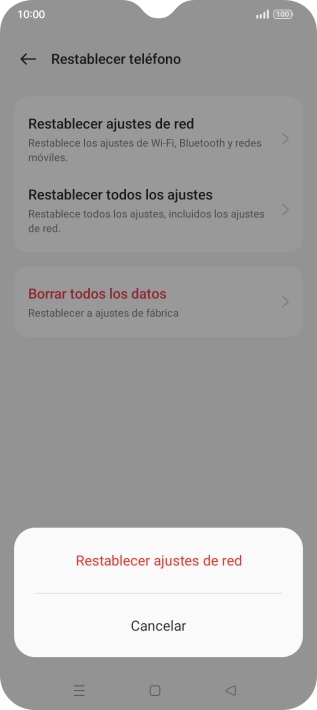 Pulsa Restablecer ajustes de red.
