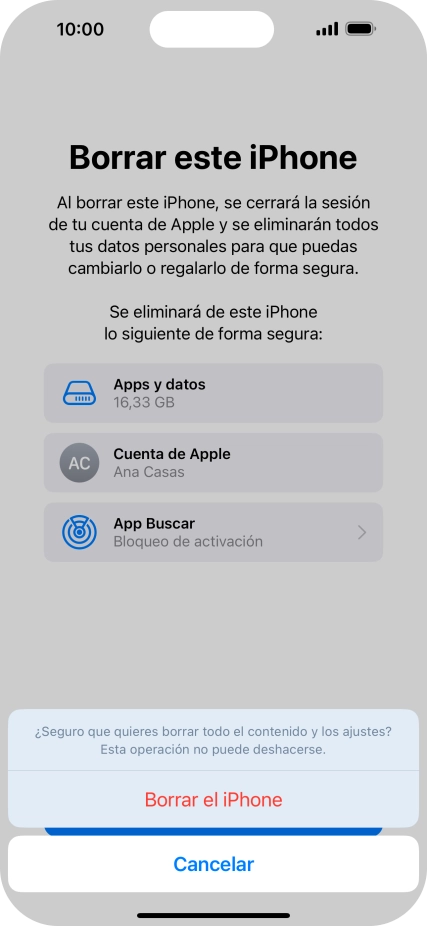 Pulsa Borrar el iPhone. Pulsa Borrar el iPhone.