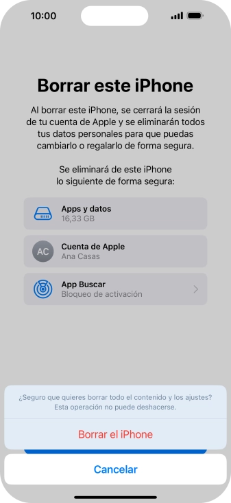 Pulsa Borrar el iPhone. Pulsa Borrar el iPhone.
