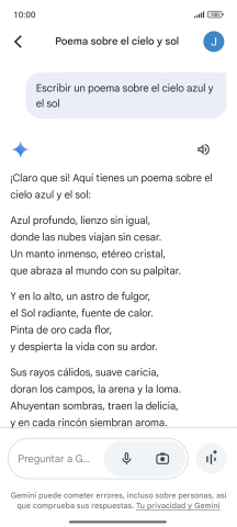 A Gemini le puedes pedir que genere un texto a partir de una descripción tuya. A Gemini le puedes pedir que genere un texto a partir de una descripción tuya.