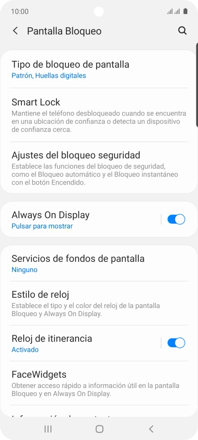 Pulsa Tipo de bloqueo de pantalla e introduce el código de seguridad actual. Pulsa Tipo de bloqueo de pantalla e introduce el código de seguridad actual.
