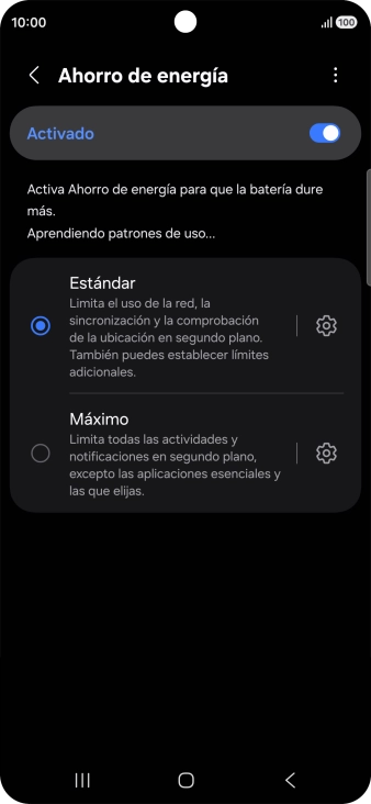 Pulsa el modo de ahorro de energía deseado. Pulsa el modo de ahorro de energía deseado.