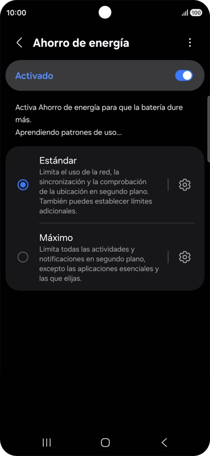 Pulsa el modo de ahorro de energía deseado. Pulsa el modo de ahorro de energía deseado.