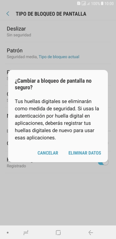Pulsa ELIMINAR DATOS. Pulsa ELIMINAR DATOS.