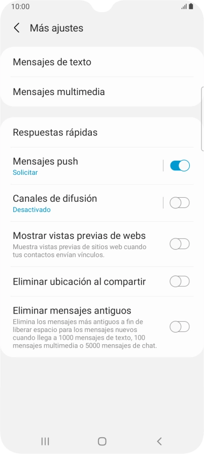 Pulsa Mensajes de texto. Pulsa Mensajes de texto.