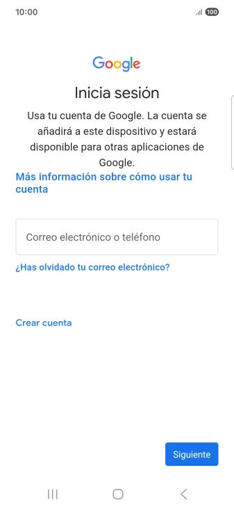 Si no tienes una cuenta de Google, pulsa Crear cuenta y sigue las indicaciones de la pantalla para ver cómo crear una cuenta nueva. Si no tienes una cuenta de Google, pulsa Crear cuenta y sigue las indicaciones de la pantalla para ver cómo crear una cuenta nueva.