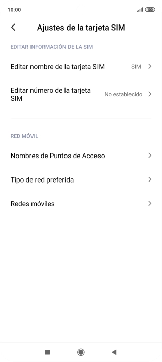 Pulsa Nombres de Puntos de Acceso.