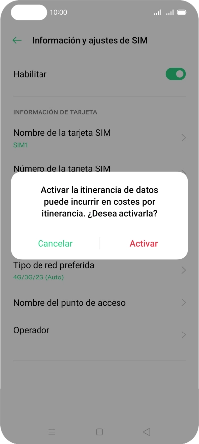 Si activas la función, pulsa Activar.
