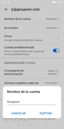 Introduce el nombre de la cuenta y pulsa ACEPTAR. Introduce el nombre de la cuenta y pulsa ACEPTAR.