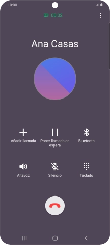 Pulsa el icono de finalizar llamada.