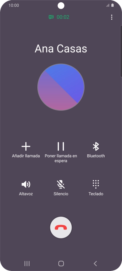Pulsa el icono de finalizar llamada.