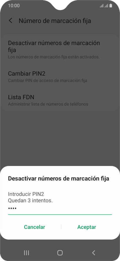Introduce el código PIN2 y pulsa Aceptar. Introduce el código PIN2 y pulsa Aceptar.