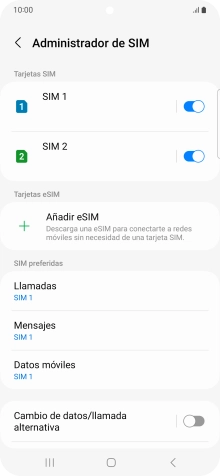 Pulsa la tarjeta SIM deseada. Pulsa la tarjeta SIM deseada.