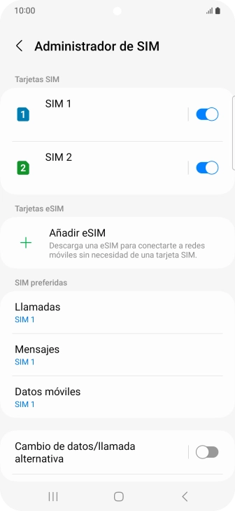 Pulsa la tarjeta SIM deseada. Pulsa la tarjeta SIM deseada.