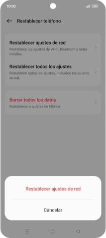 Pulsa Restablecer ajustes de red. Pulsa Restablecer ajustes de red.