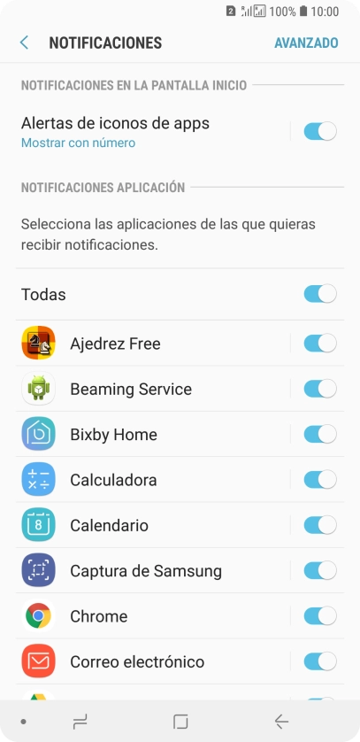 Pulsa el indicador junto a la app deseada para activar o desactivar la función. Pulsa el indicador junto a la app deseada para activar o desactivar la función.