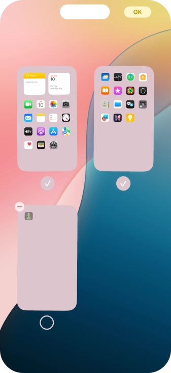 Pulsa el icono de eliminar junto a la página de la pantalla de inicio deseada. Pulsa el icono de eliminar junto a la página de la pantalla de inicio deseada.