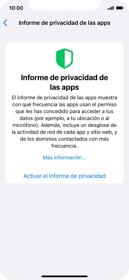 Pulsa Activar el informe de privacidad para activar la función. Pulsa Activar el informe de privacidad para activar la función.