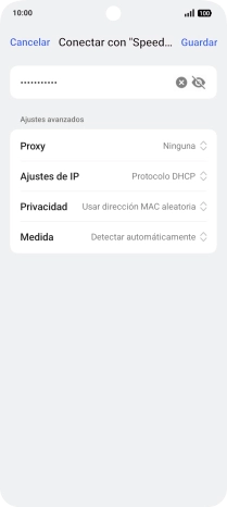 Introduce la contraseña de la red wifi y pulsa Guardar. Introduce la contraseña de la red wifi y pulsa Guardar.