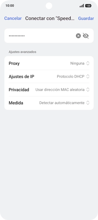 Introduce la contraseña de la red wifi y pulsa Guardar. Introduce la contraseña de la red wifi y pulsa Guardar.