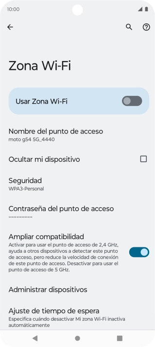 Pulsa Contraseña del punto de acceso.