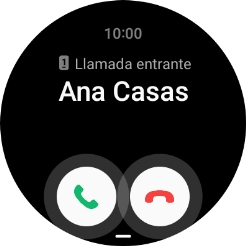Pulsa el icono de responder llamadas y desliza el dedo hacia arriba para contestar la llamada. Pulsa el icono de responder llamadas y desliza el dedo hacia arriba para contestar la llamada.