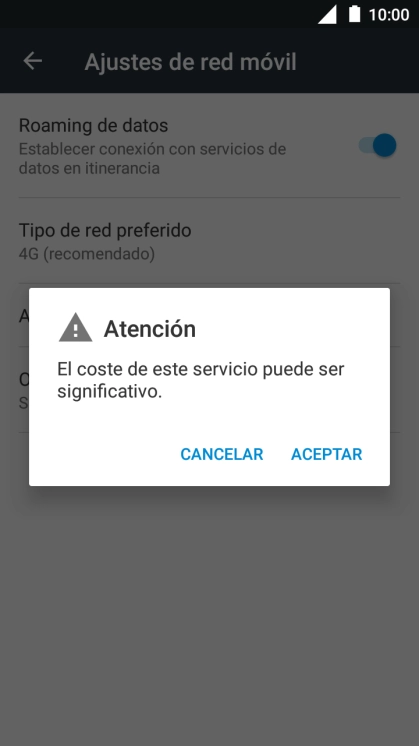 Si el roaming de datos está activado, pulsa ACEPTAR. Si el roaming de datos está activado, pulsa ACEPTAR.