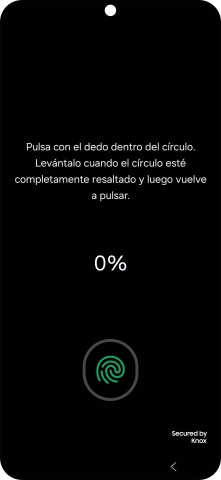 Sigue las indicaciones de la pantalla para crear una huella digital como código de seguridad. Sigue las indicaciones de la pantalla para crear una huella digital como código de seguridad.