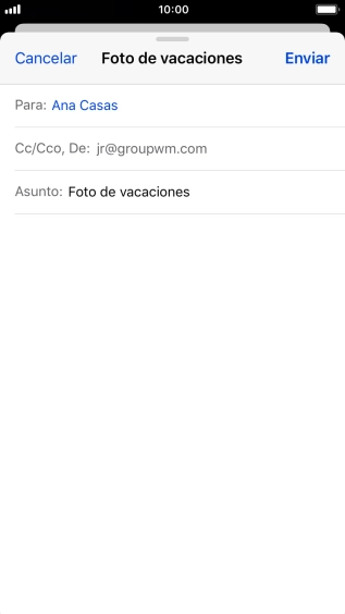 Pulsa en el campo de escritura y escribe el texto del correo electrónico. Pulsa en el campo de escritura y escribe el texto del correo electrónico.