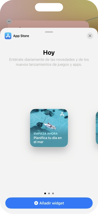 Desliza el dedo hacia la derecha o hacia la izquierda por la pantalla para seleccionar el tamaño de widget deseado. Desliza el dedo hacia la derecha o hacia la izquierda por la pantalla para seleccionar el tamaño de widget deseado.