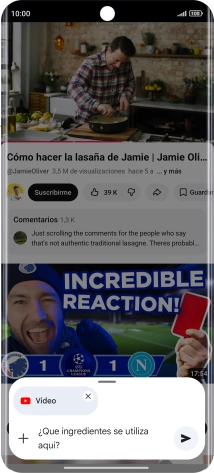 Sigue las indicaciones de la pantalla para escribir o decir en alto la pregunta que quieres hacer del vídeo. Sigue las indicaciones de la pantalla para escribir o decir en alto la pregunta que quieres hacer del vídeo.