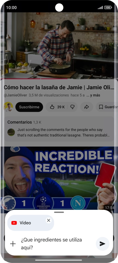 Sigue las indicaciones de la pantalla para escribir o decir en alto la pregunta que quieres hacer del vídeo. Sigue las indicaciones de la pantalla para escribir o decir en alto la pregunta que quieres hacer del vídeo.