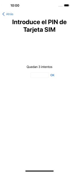 Si es necesario desbloquear la tarjeta SIM, introduce el código PIN y pulsa OK. Si es necesario desbloquear la tarjeta SIM, introduce el código PIN y pulsa OK.