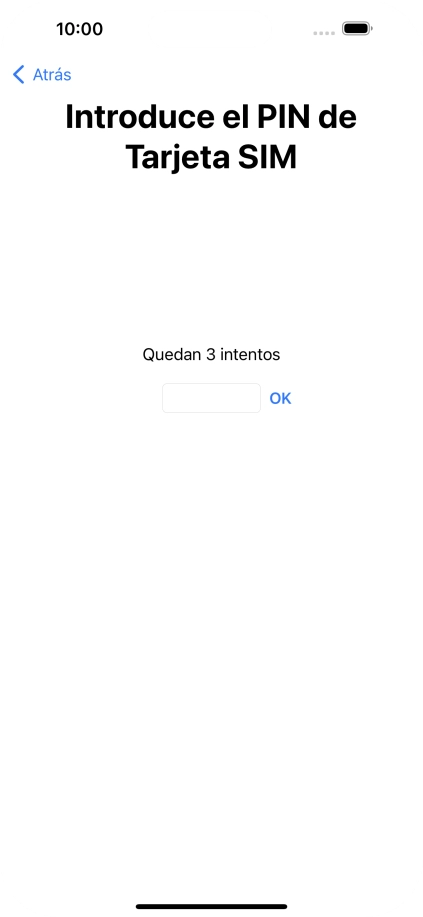 Si es necesario desbloquear la tarjeta SIM, introduce el código PIN y pulsa OK. Si es necesario desbloquear la tarjeta SIM, introduce el código PIN y pulsa OK.