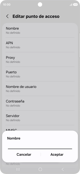 Introduce Vodafone Internet y pulsa Aceptar.