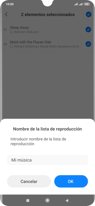 Introduce el nombre deseado de la lista de reproducción y pulsa OK. Introduce el nombre deseado de la lista de reproducción y pulsa OK.