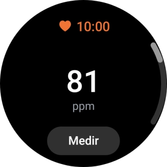 Pulsa Medir y espera mientra el smartwatch está midiendo el pulso. Pulsa Medir y espera mientra el smartwatch está midiendo el pulso.