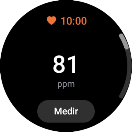 Pulsa Medir y espera mientra el smartwatch está midiendo el pulso. Pulsa Medir y espera mientra el smartwatch está midiendo el pulso.