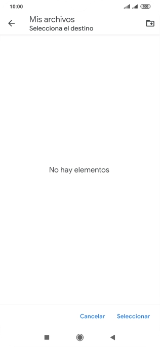 Si deseas crear una nueva carpeta, pulsa el icono de nueva carpeta y sigue las indicaciones de la pantalla para crearla. Si deseas crear una nueva carpeta, pulsa el icono de nueva carpeta y sigue las indicaciones de la pantalla para crearla.