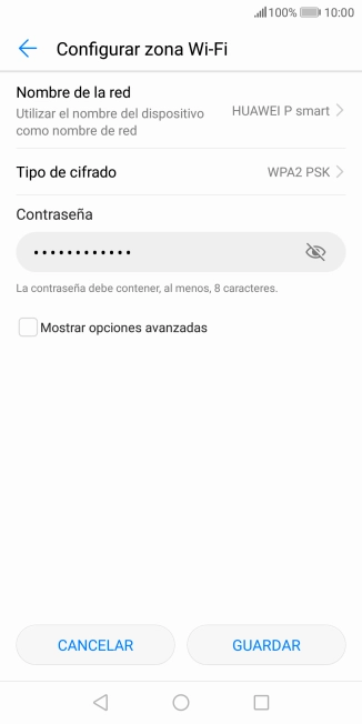 Pulsa Nombre de la red e introduce el nombre deseado de la conexión wifi.