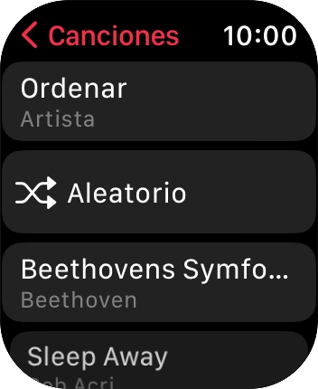 Desplázate a la categoría o a la lista de reproducción deseada y pulsa el archivo de música deseado. Desplázate a la categoría o a la lista de reproducción deseada y pulsa el archivo de música deseado.