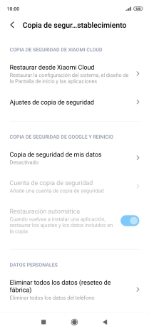 Pulsa Eliminar todos los datos (reseteo de fábrica). Pulsa Eliminar todos los datos (reseteo de fábrica).