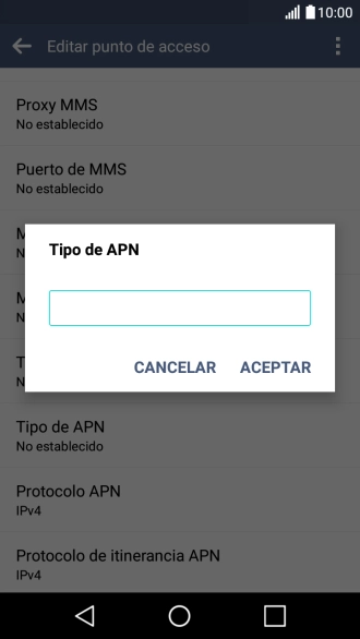 Introduce default y pulsa ACEPTAR.
