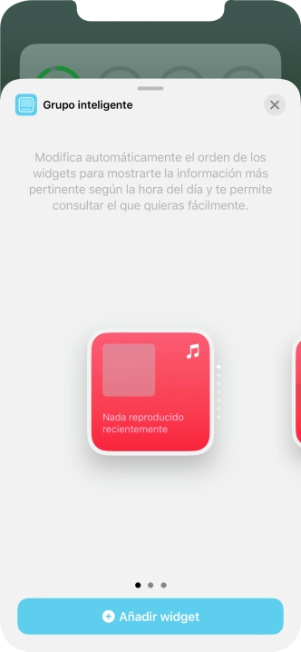 Desliza el dedo hacia la derecha o hacia la izquierda por la pantalla para seleccionar el tamaño de widget deseado. Desliza el dedo hacia la derecha o hacia la izquierda por la pantalla para seleccionar el tamaño de widget deseado.