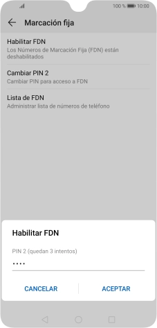 Introduce el código PIN2 y pulsa ACEPTAR. Introduce el código PIN2 y pulsa ACEPTAR.