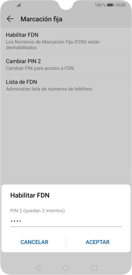 Introduce el código PIN2 y pulsa ACEPTAR. Introduce el código PIN2 y pulsa ACEPTAR.
