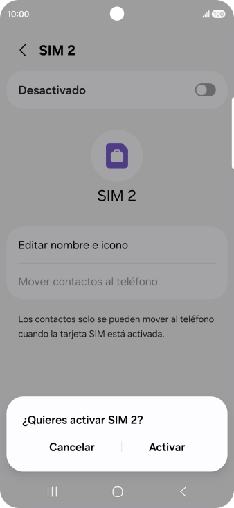 Si deseas activar el uso de la línea móvil (SIM), pulsa Activar. Si deseas activar el uso de la línea móvil (SIM), pulsa Activar.
